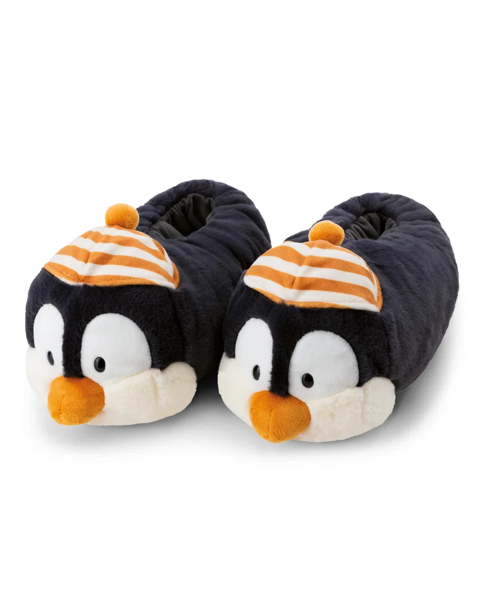 NICI Zapatillas de estar por casa Pingüino Jorge Thunder, 36-39 (M), gris, cálidas, de pelo, para niños y personas adultas, con diseño de animal y suela antideslizante - 62449