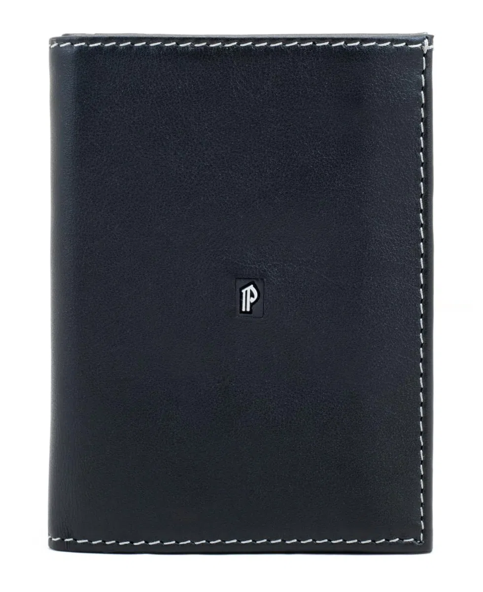 PE238 Cartera Negra de Piel Legitima Tarjetero para Hombre | Billetera con Protección RFID, Doble Billetero.