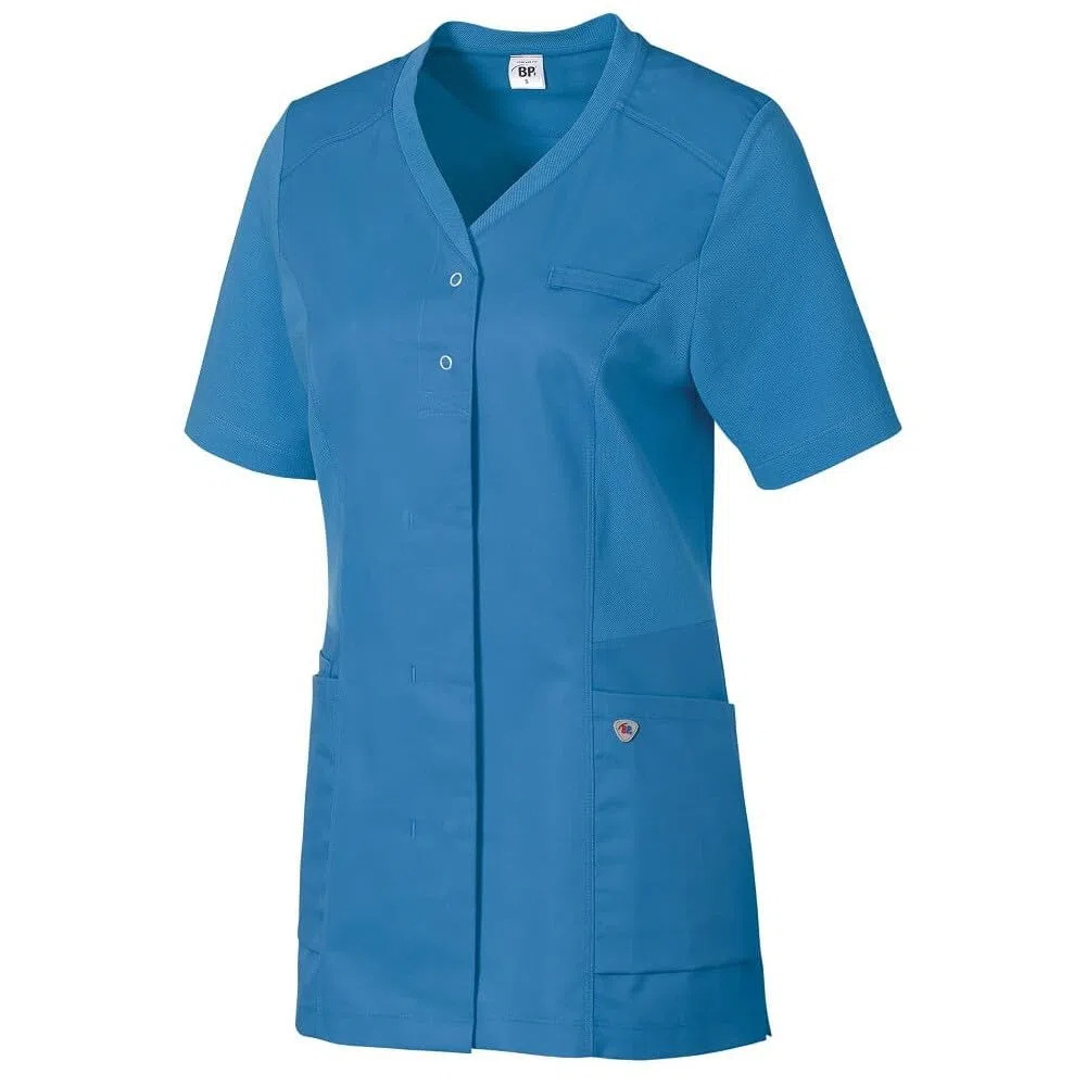 BP 1750-435-116-L - Túnica para mujer (manga corta, insertos de piqué y brazo Lift-System, 180,00 g/m2, mezcla de tela), color azul