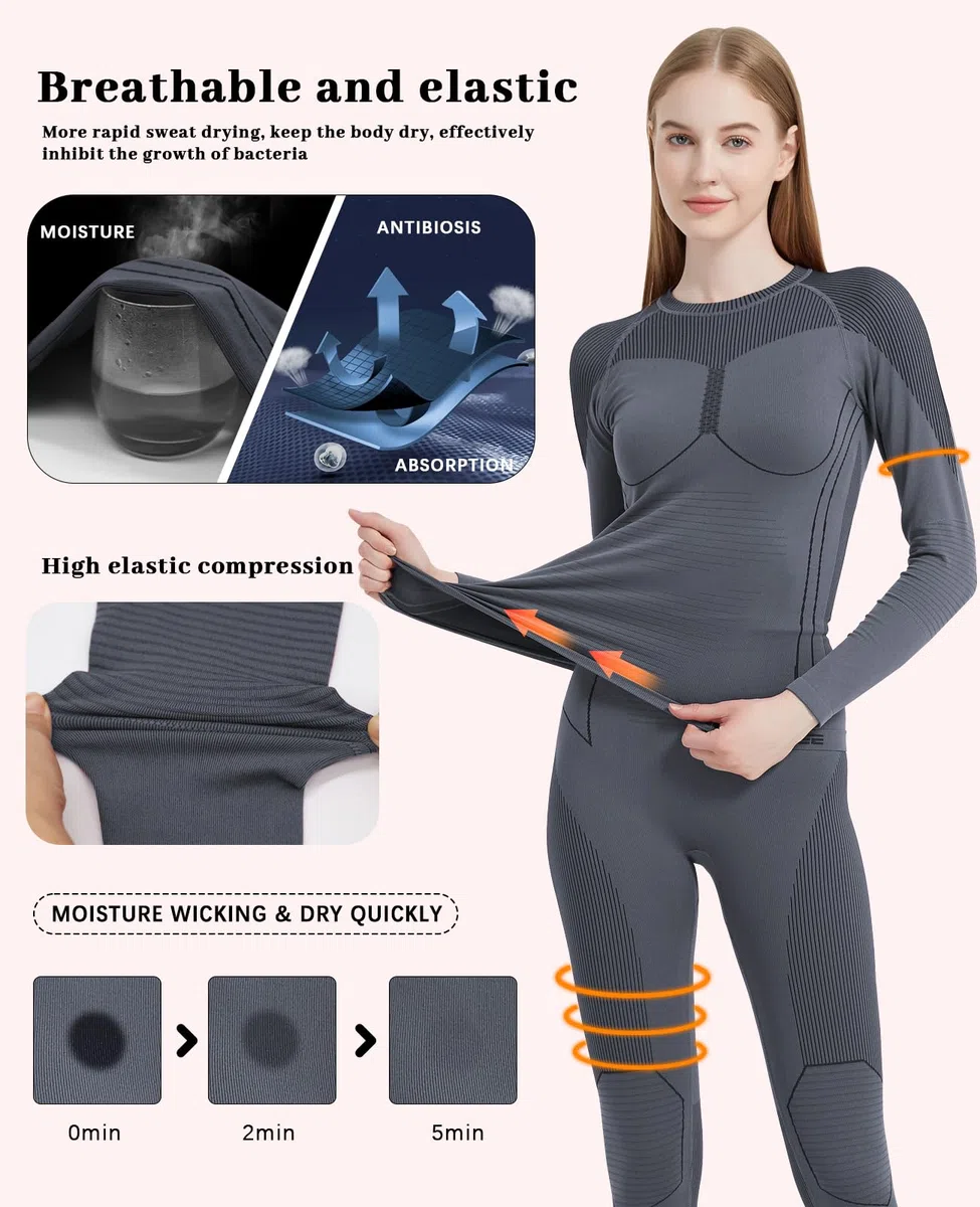 MEETWEE Ropa Interior Funcional para Mujer Pantalones cálidos para Mujeres El Traje de Calentamiento para Mujeres es Adecuado para Deportes al Aire Libre, esquí y Fitness en otoño e Invierno.