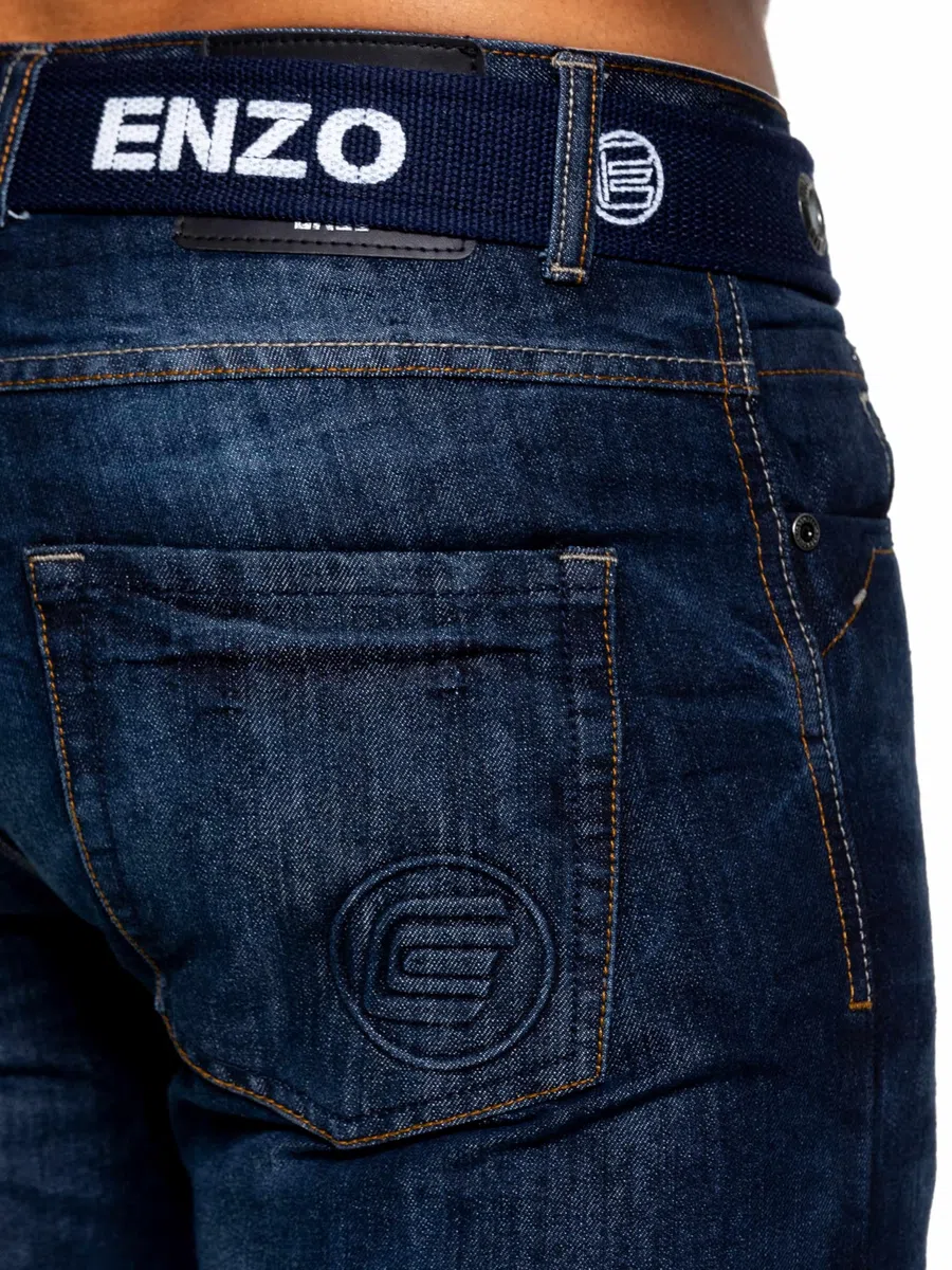 989Zé ENZO Regular Fit Pant Jeans Pantalones Vaqueros con Cinturon para Hombre
