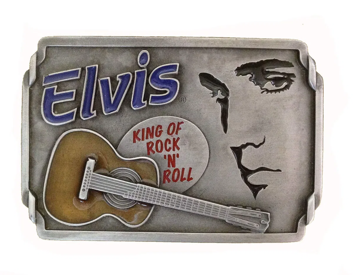 Hebilla de cinturón con licencia oficial de Elvis Presley 'King of Rock n Roll', multicolor, Taille unique