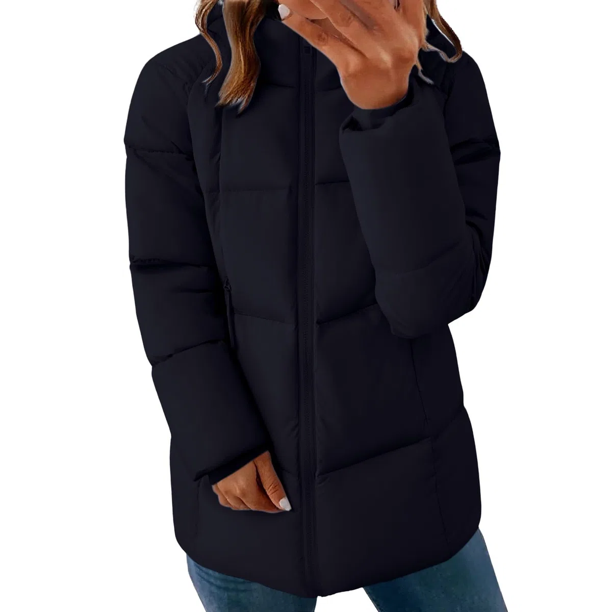 Genérico Abrigos Mujer Invierno Chaqueta Con Cremallera De Piel Sintética Cálido Acolchada Cortavientos Con Bolsillos Chaquetas Impermeable Termica Ropa Para El Frio Extremo