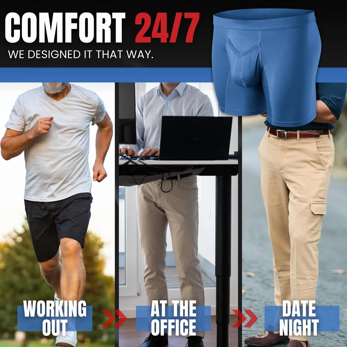 RM Real Men Calzoncillos Tipo bóxer para Hombre, de Modal, Paquete de 3 Unidades