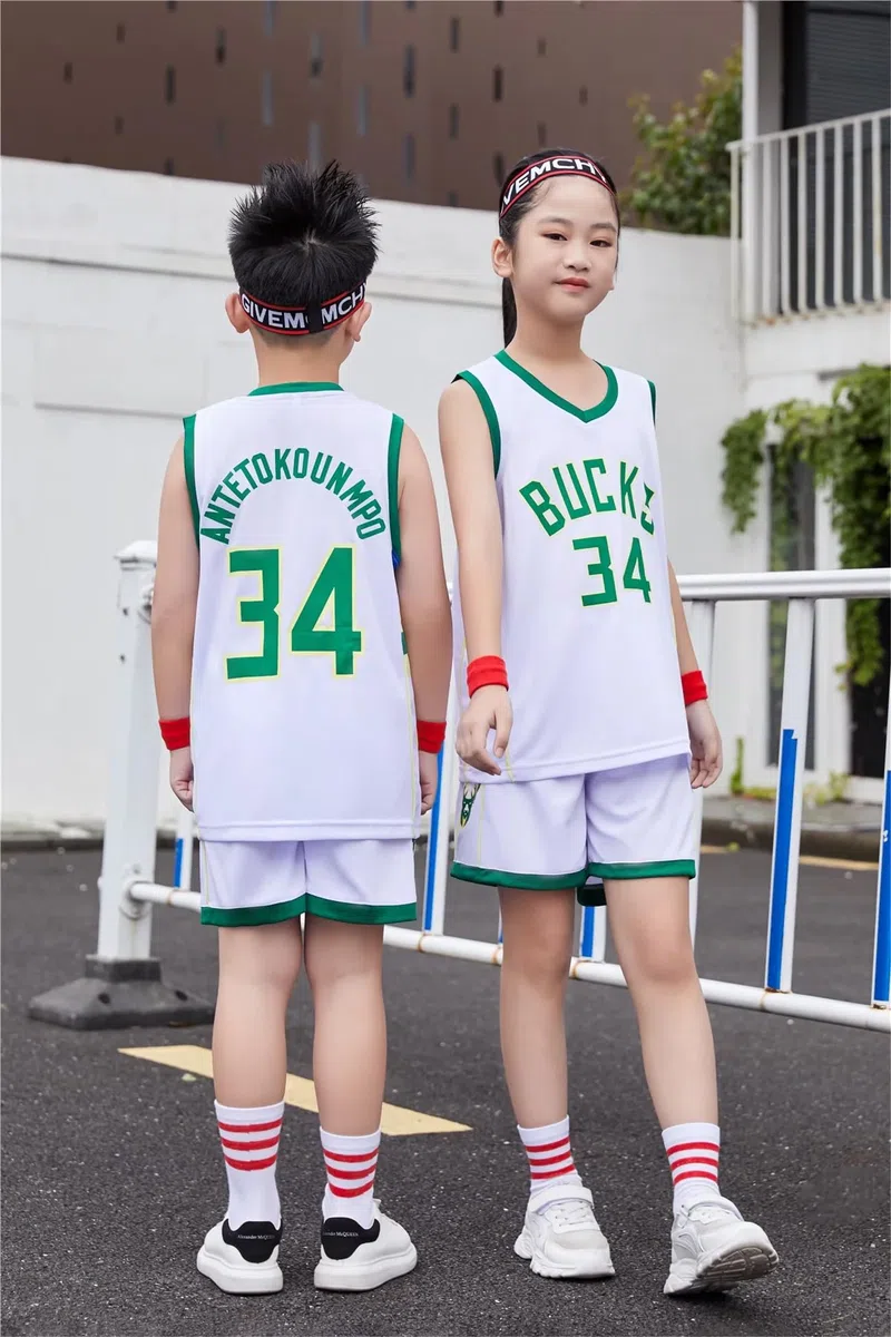 34# Juego de camiseta de baloncesto para niños, camiseta deportiva para niños, chaleco de baloncesto sin mangas, camiseta y pantalones cortos, juego de deporte, chándal de verano, regalos para