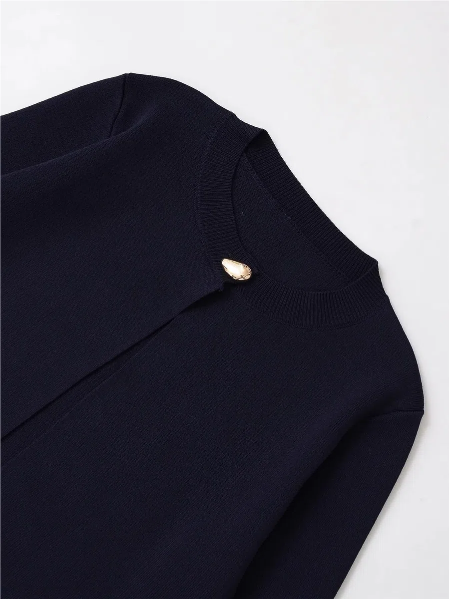 Cárdigan de Punto de Manga Larga con Cuello Redondo y un Solo botón for Uso Diario de principios de otoño, Chaqueta, suéter versátil(L)