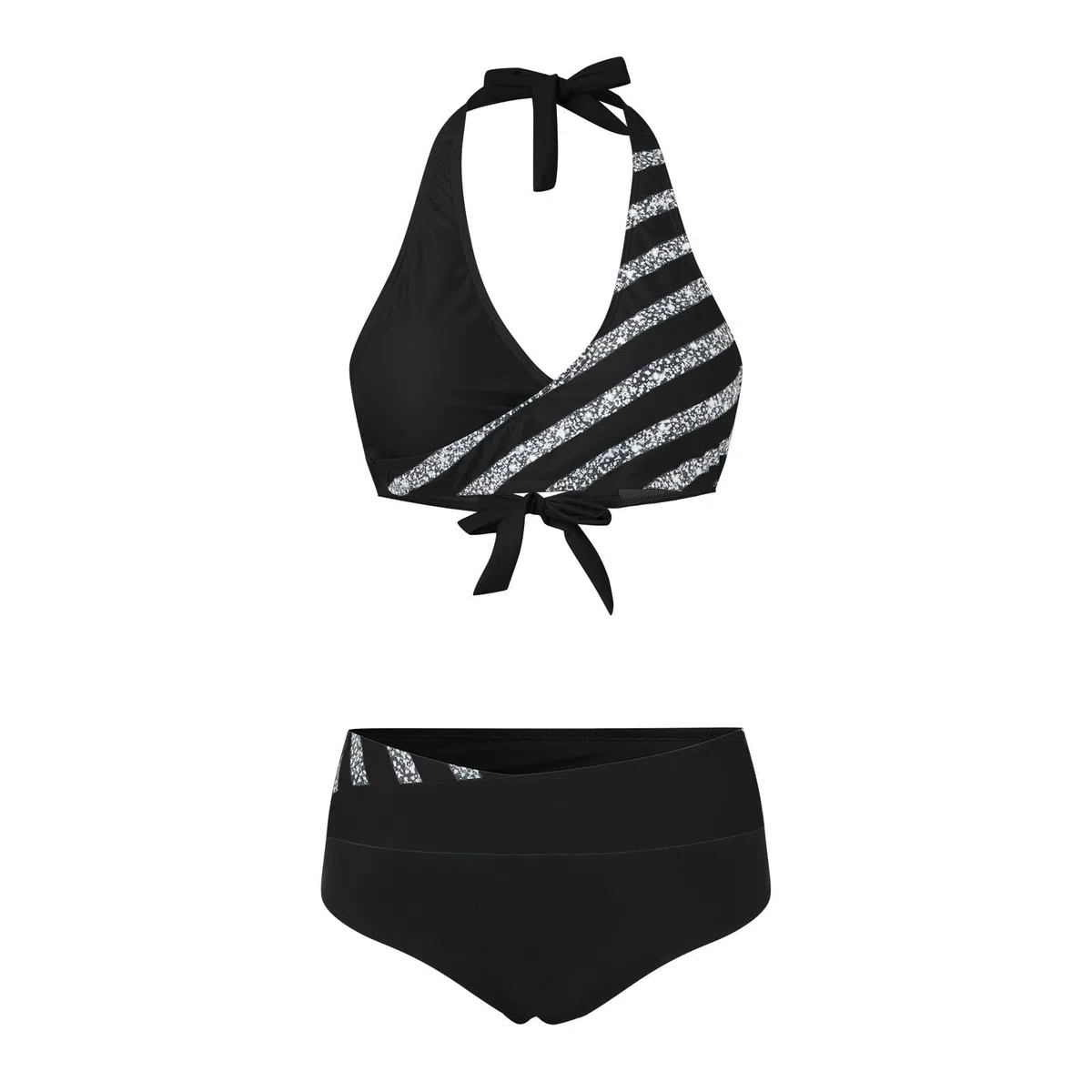 Conjuntos De Bikini for Mujer Conjunto Traje Baño Estampado con Parte Inferior, Negro, S