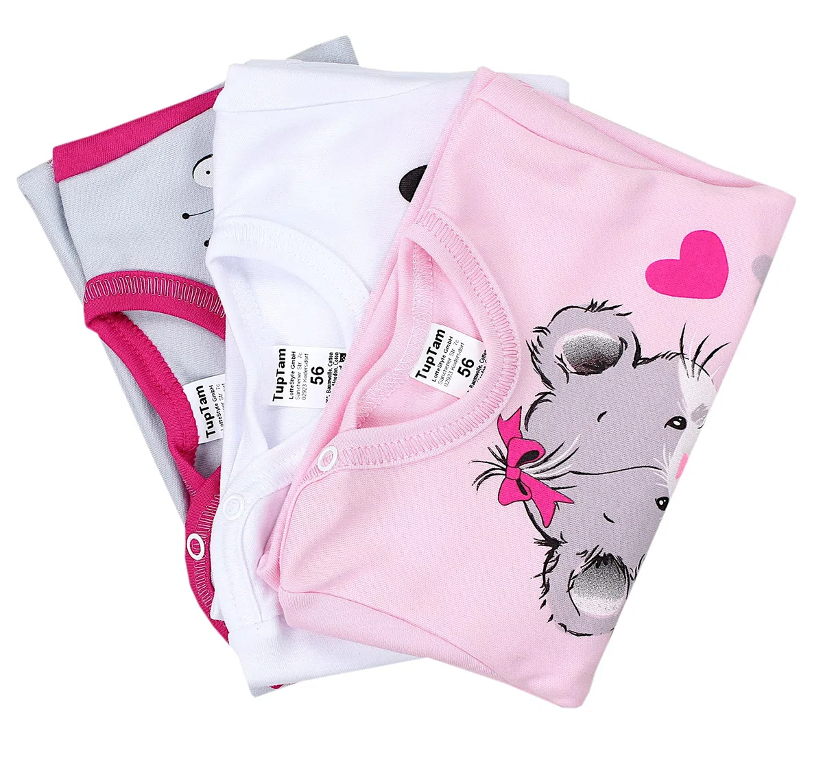 TupTam Blusas de bebé, Manga Larga con Estampado, Paquete de 3 uds.