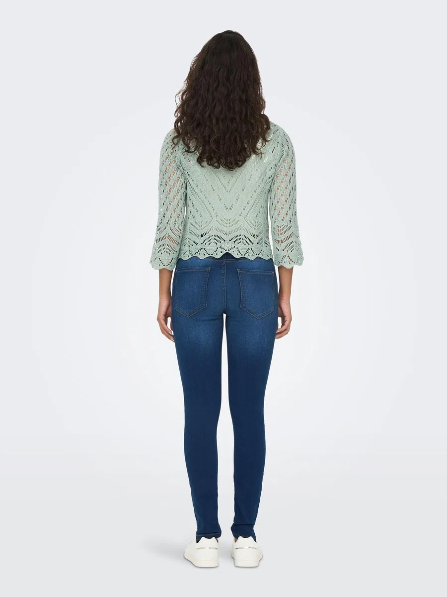 JDY Jdynew Sun 3/4 Cropped Pullover Knt Noos Camisa Crochet con Cuello en V Mujer (Pack de 1)