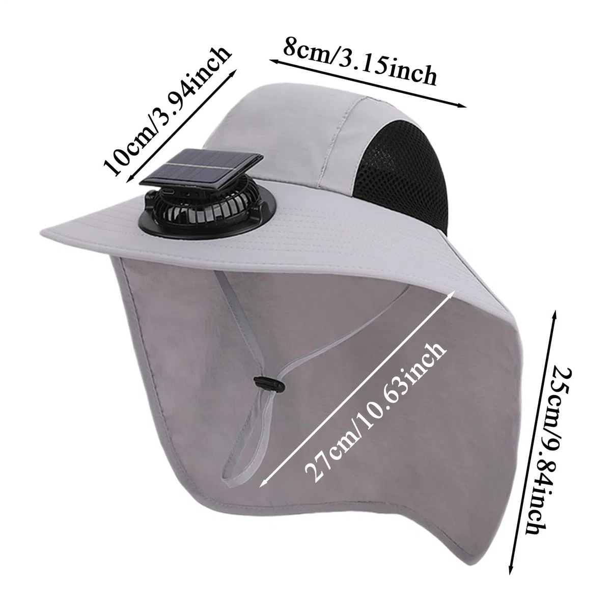 Sombrero Solar con Ventilador - con Ventiladores Alimentados por Energía Solar - Accesorio Impermeable con Protección contra los Rayos UV y ala Ancha para Senderismo, Pesca, Accesorios de Viaje,