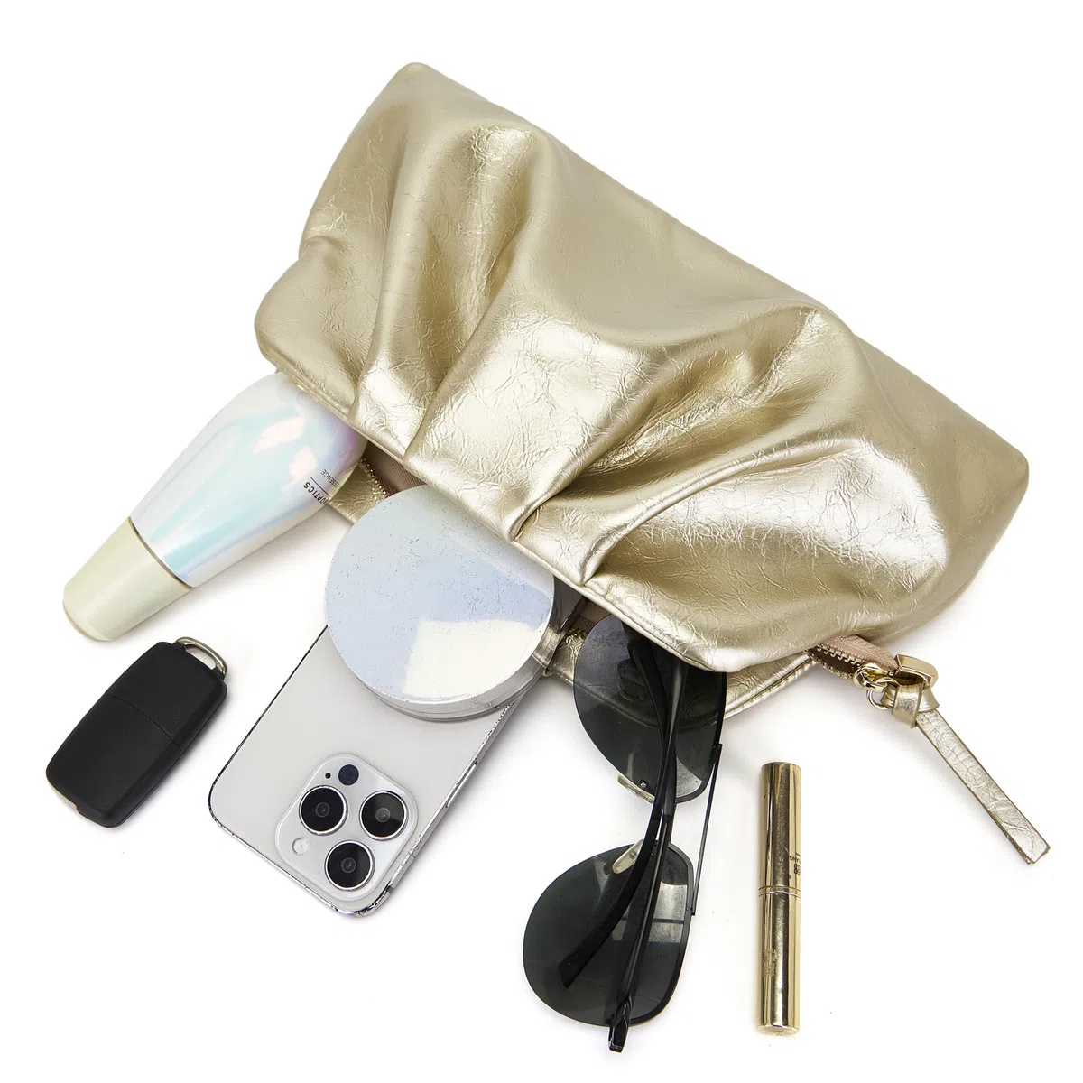 Bolso de noche para mujer, elegante, pequeño, de piel sintética, para bodas, con cremallera