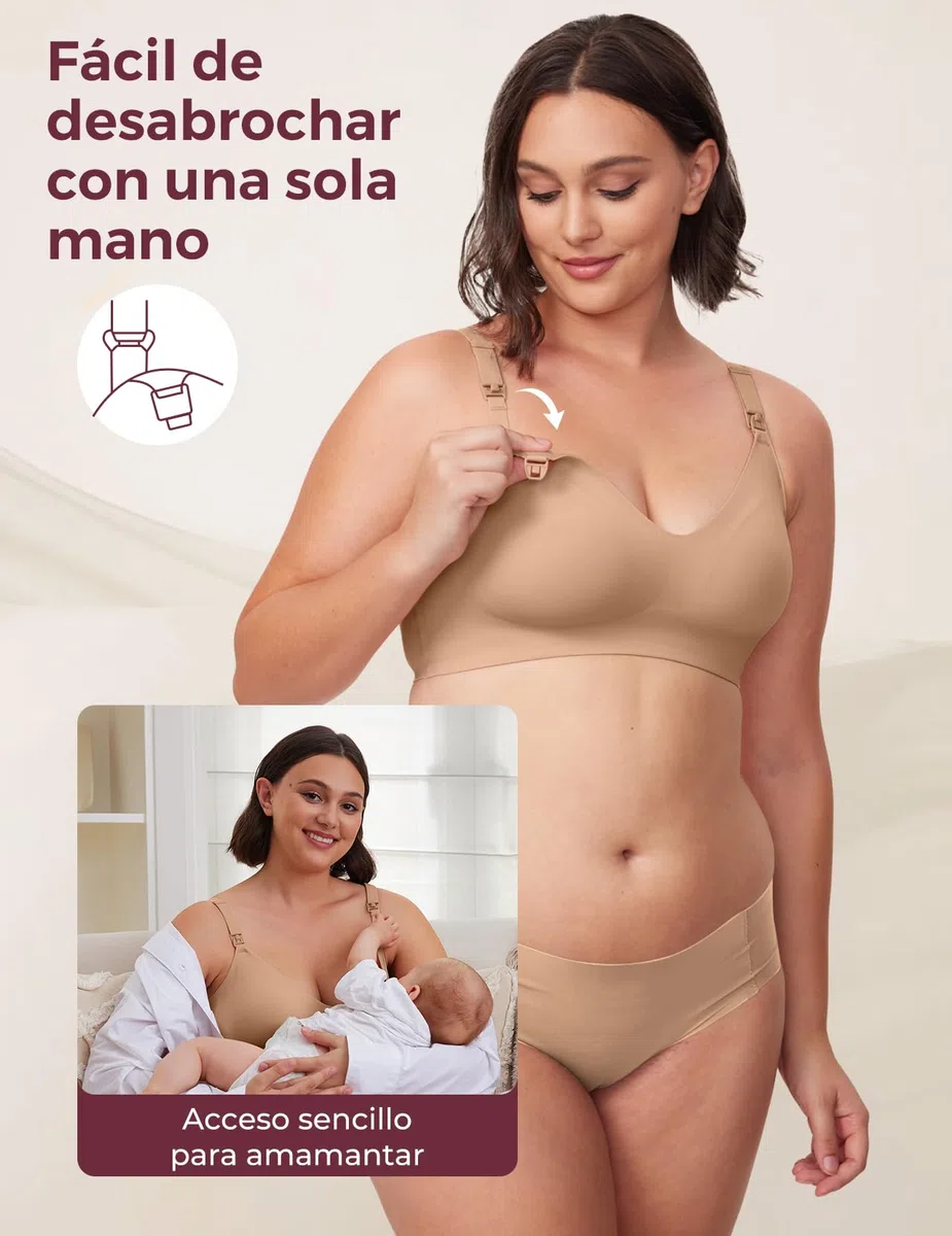 momcozy Sujetador Lactancia sin Costuras, Sujetador sin Aros y Acolchado de Forma Natural, Cómodo y Suave para Embarazo, Lactancia, Dormir y Uso Cotidiano