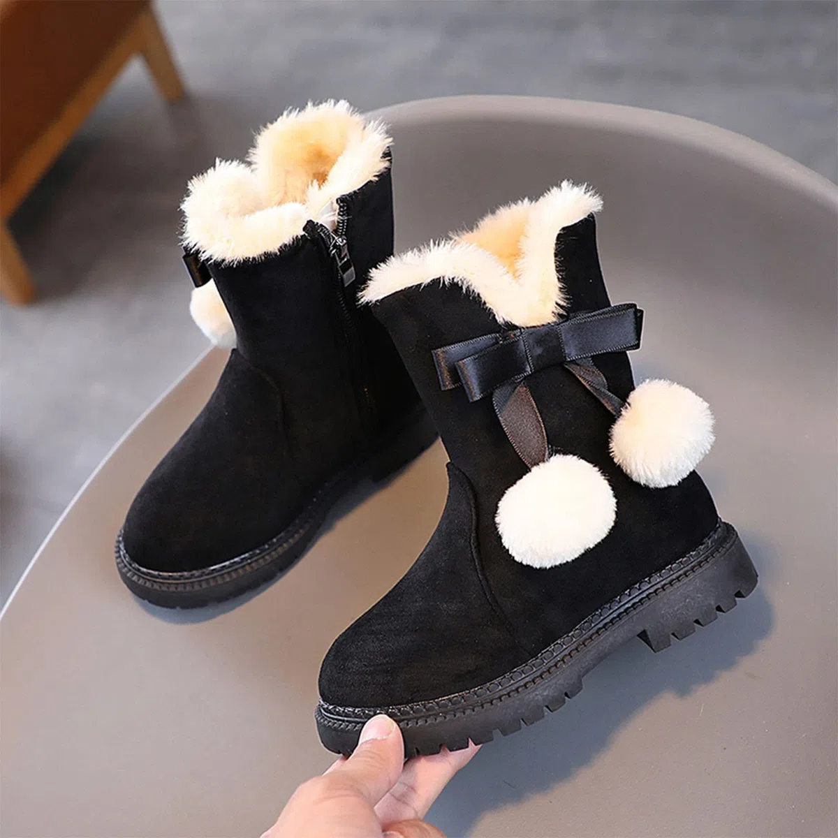 Botas de Nieve para Niñas con Suela Gruesa Antideslizante y Cierre Cremallera para Temporada Otoño Invierno