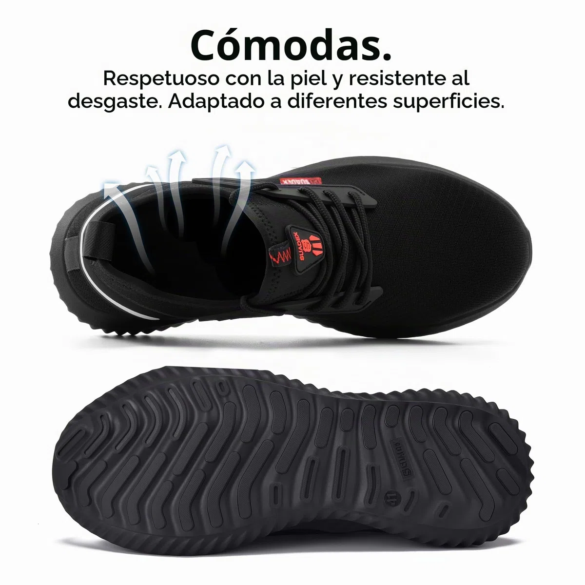 SUADEX Zapatos de Seguridad Hombre Mujer Calzado de Trabajo Ligeros Antideslizante Zapatillas de Seguridad Transpirablescon Punta de Acero EU36-48