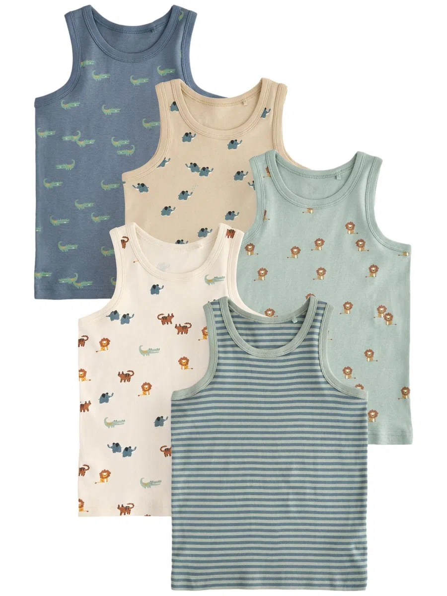 NEXT Niños Pack de 5 camisetas sin mangas 100% algodón