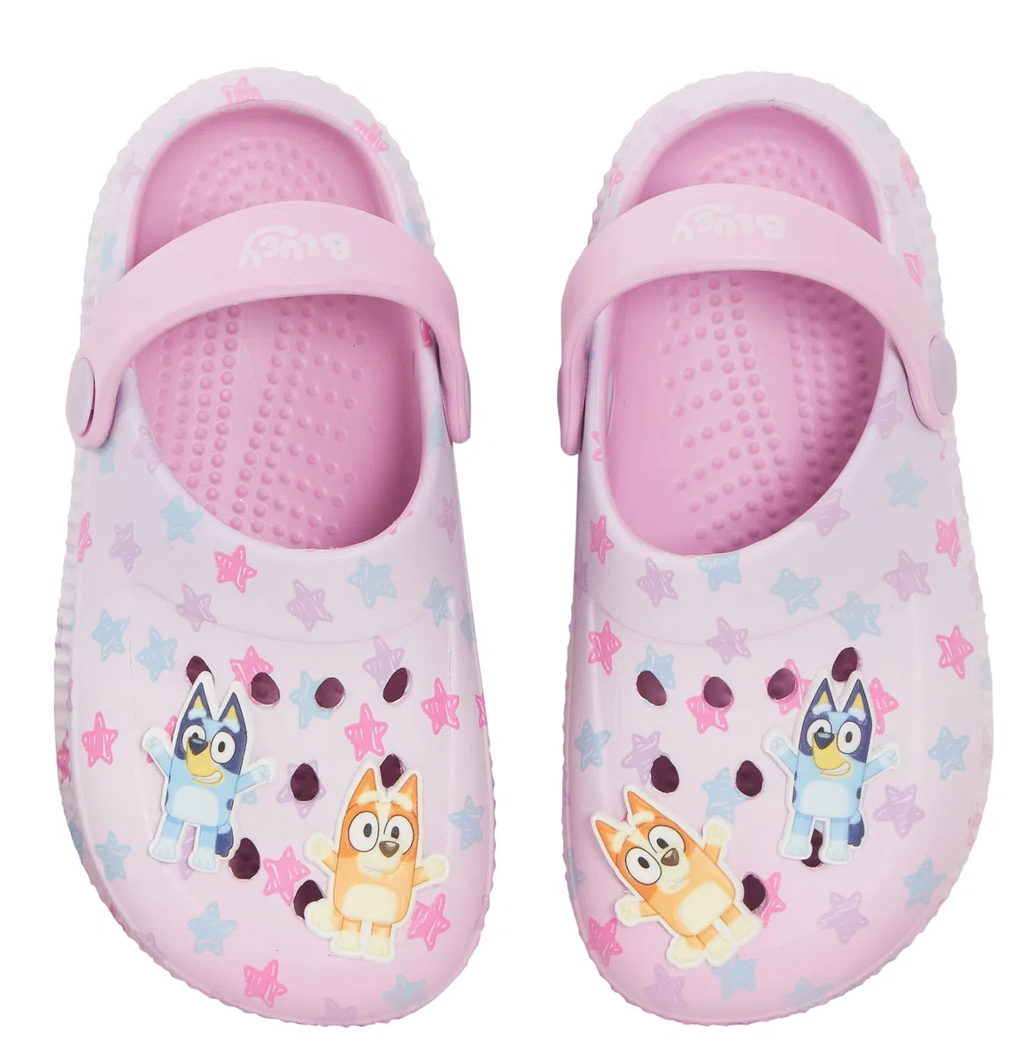 Bluey Zuecos Azules Rosados ​​para niños con dijes Sandalias para niñas Sandalias para Interior y Exterior con Tiras en el Tobillo Zapatos de Playa