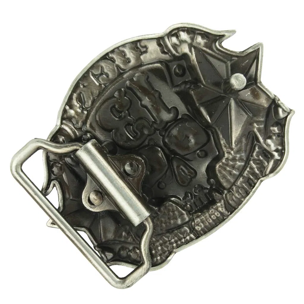 Hebilla de Cinturón de Calavera Vaquero Occidental - Metal Lucky 13 para Hombre, Cabeza de Fantasma Gótica, 3.1 x 2.5 Pulgadas, 2.33 oz