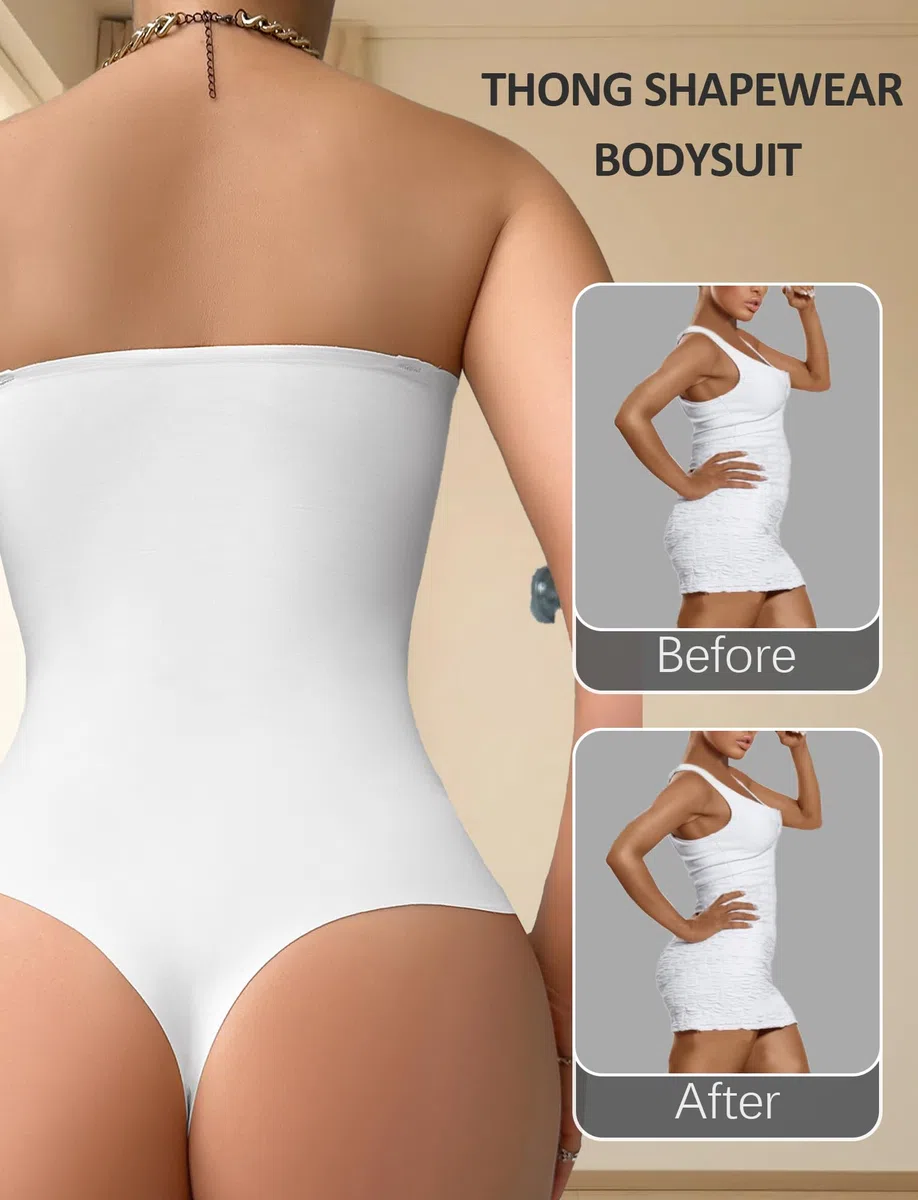 FEOYA - Body esculpir para mujer, diseño de vientre plano, para mujer, invisible push up bodysuit sin tirantes con acolchado extraíble y tirantes