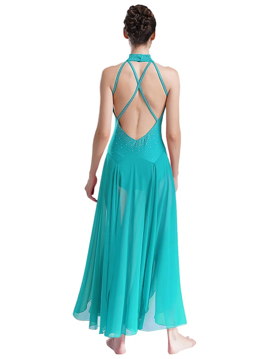 Freebily Vestido De Danza Lírica para Mujer Maillot Sin Manga Maillot con Falda Tul Vestido Lentejuelas Mailllot De Ballet Ropa De Baile Contemporánea