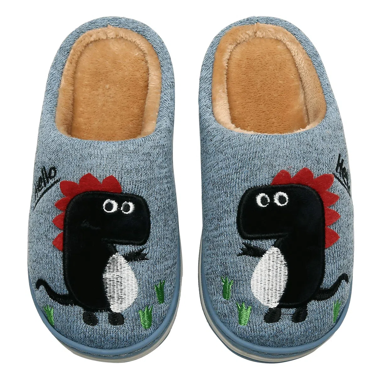 INMINPIN Zapatillas de Estar por Casa para Niñas Niños Caliente Pelusa Pantuflas de Invierno Lindo Zapatos Interior de Algodón con Dinosaurio de Dibujos Animados