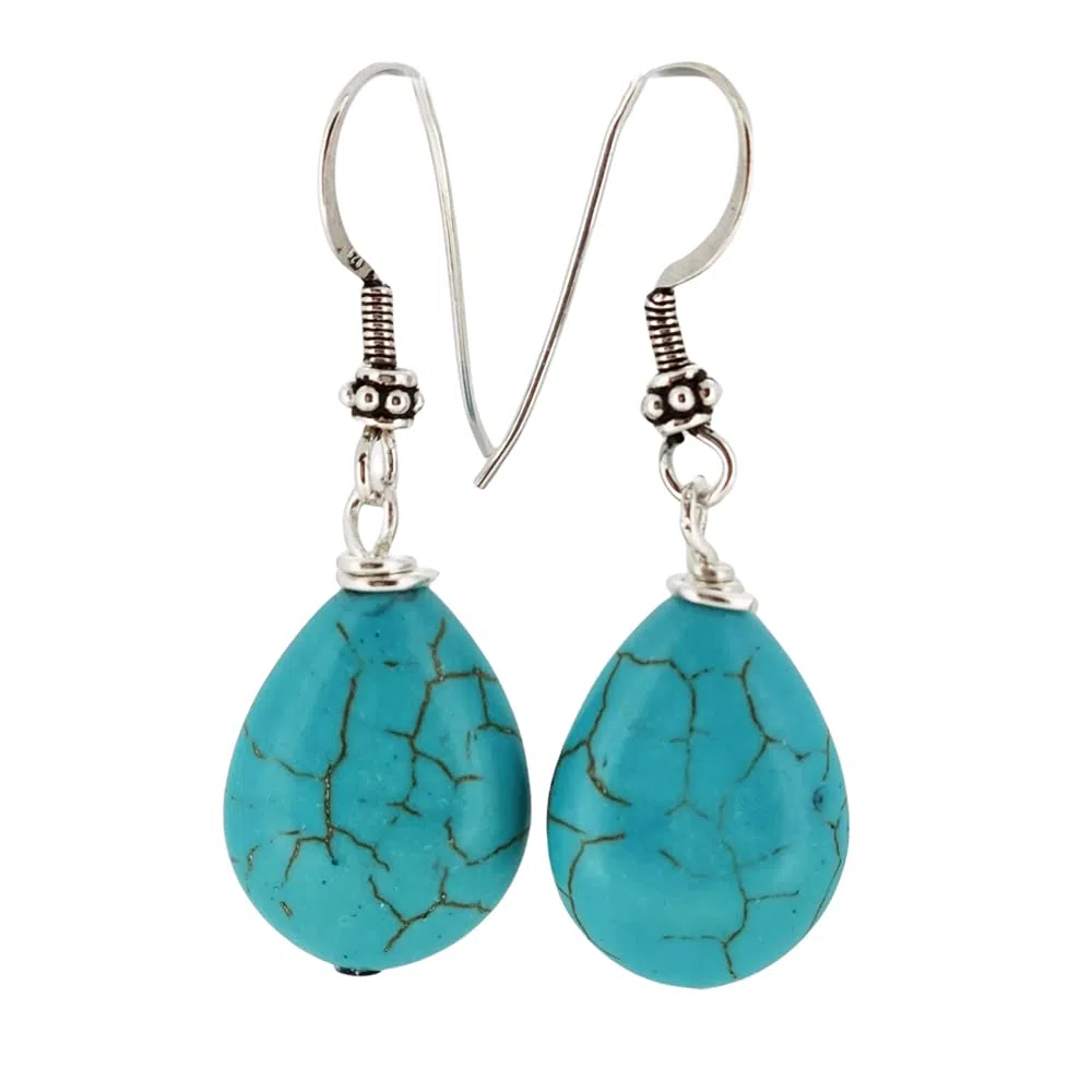 Pendientes de plata esterlina con forma de lágrima de piedras preciosas naturales hechos a mano para mujeres y niñas | Ideas de regalos para mujeres