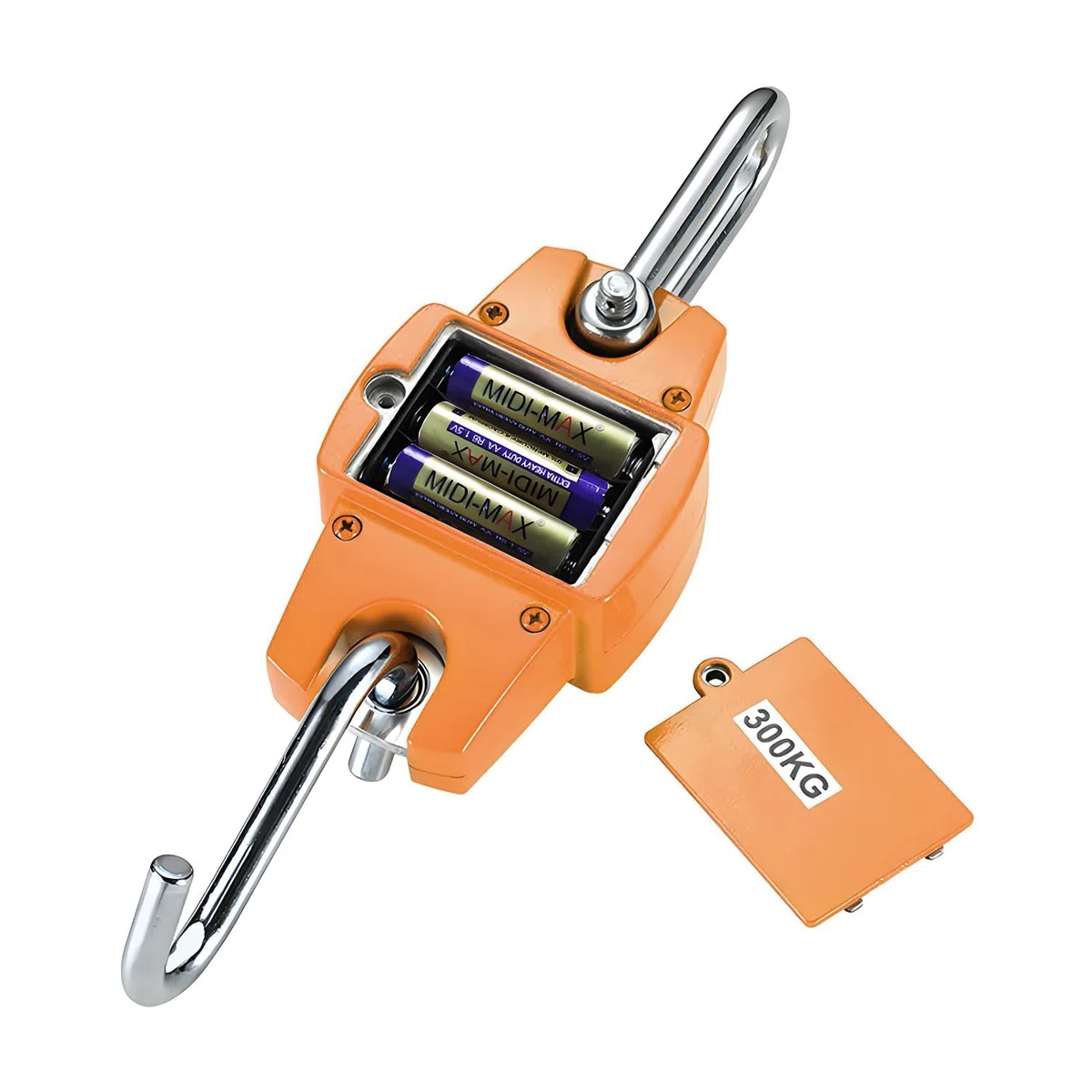 Qumox Báscula digital colgante de 660 libras con caja de aluminio fundido, mini báscula de mano de 300 kg con ganchos para granja, caza, pesca y uso al aire libre (naranja)