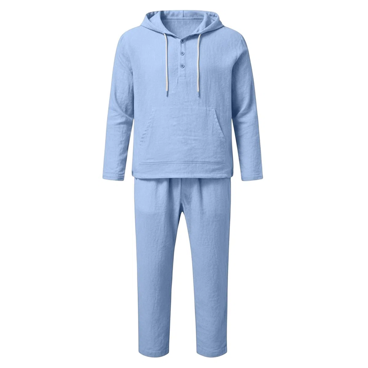 Genérico Traje de Lino para Hombre Informal Conjunto de 2 Piezas Conjunto Deportivo Hombre Camisa Lino Manga Larga Sudadera con Capucha Blusa Verano Camiseta Manga Larga y Pantalón de Playa