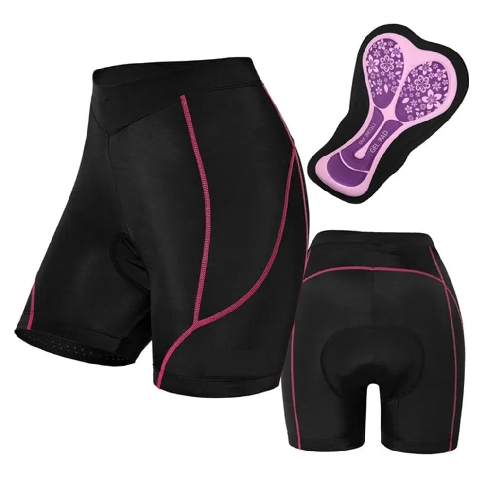 Culotte Ciclismo Mujer Pantalones Cortos de Ciclismo for Mujer, Ropa Interior Transpirable con Gel de Espuma 3D Acolchado a Prueba de Golpes for Bicicleta de Carreras y montaña(Rose,XXL)