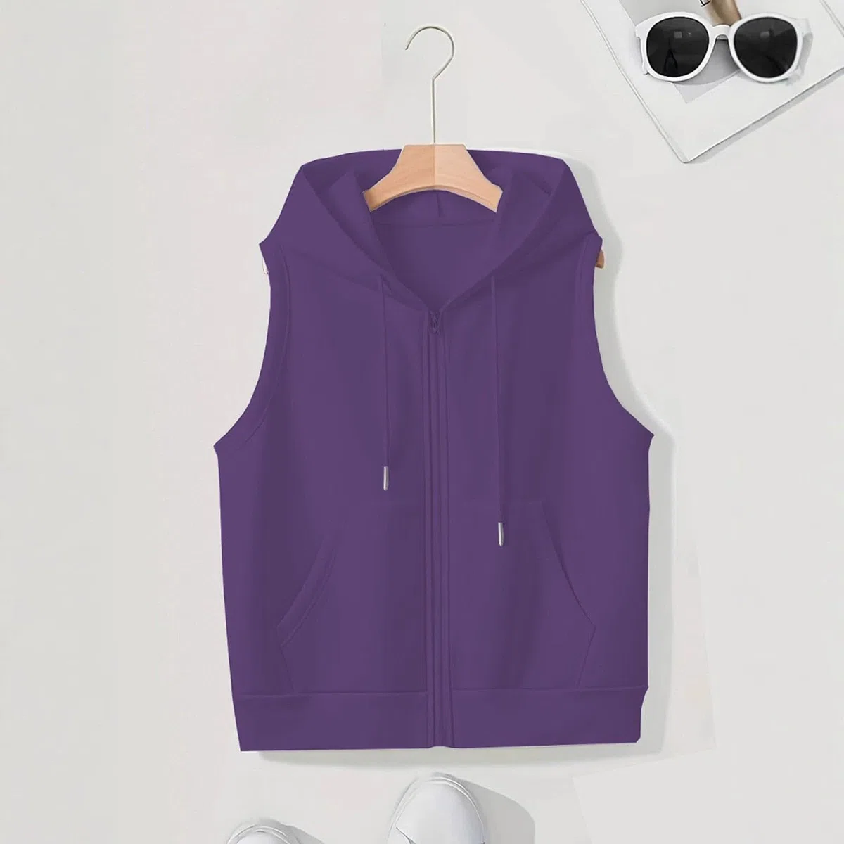 Chaleco con capucha para mujer de invierno, sudadera con capucha sin mangas con capucha, monocolor, algodón, chaleco de entretiempo, deporte, exterior, entrenamiento, ocio, sudadera con capucha