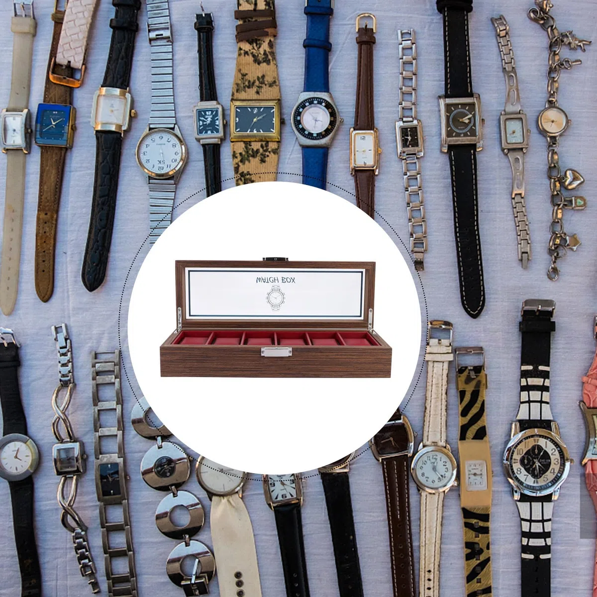 Angoily Caja de Relojes de Madera Roja 6 Ranuras, Estuche Elegante y Vintage para Proteger y Organizar Relojes, Adecuado para Obsequio de Cumpleaños