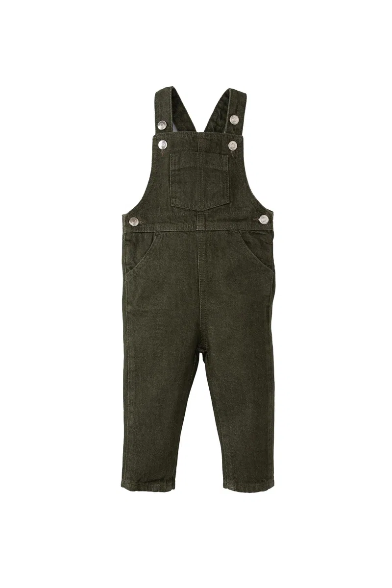 DeFacto Monos vaqueros para bebés niños: elegantes petos vaqueros para bebés niños, monos modernos para bebés, manga larga, verde, talla bebé