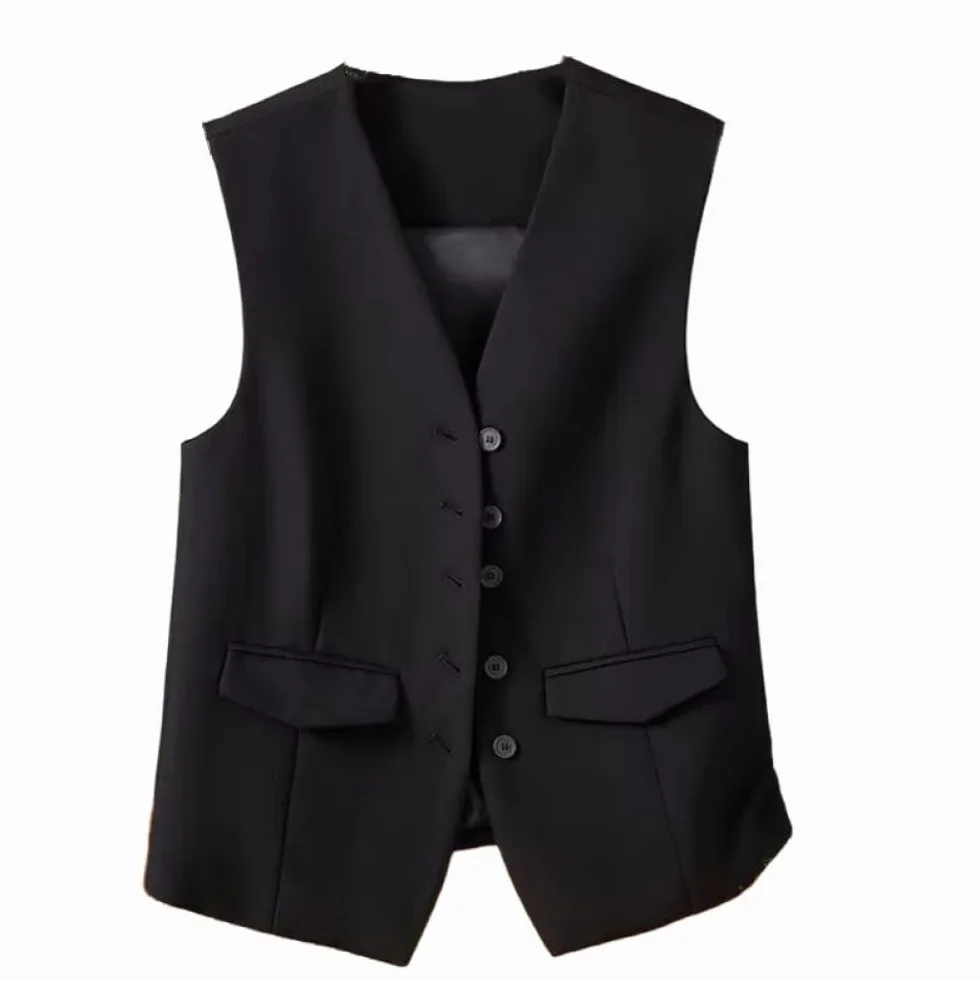 Chaleco para Mujer, Americana sin Mangas, Elegante y Estrecho Botón Abajo Chaleco Para Trabajo Y Oficina, Chaleco De Fiesta Retro Cuello En V, Elegante Chaleco De Traje