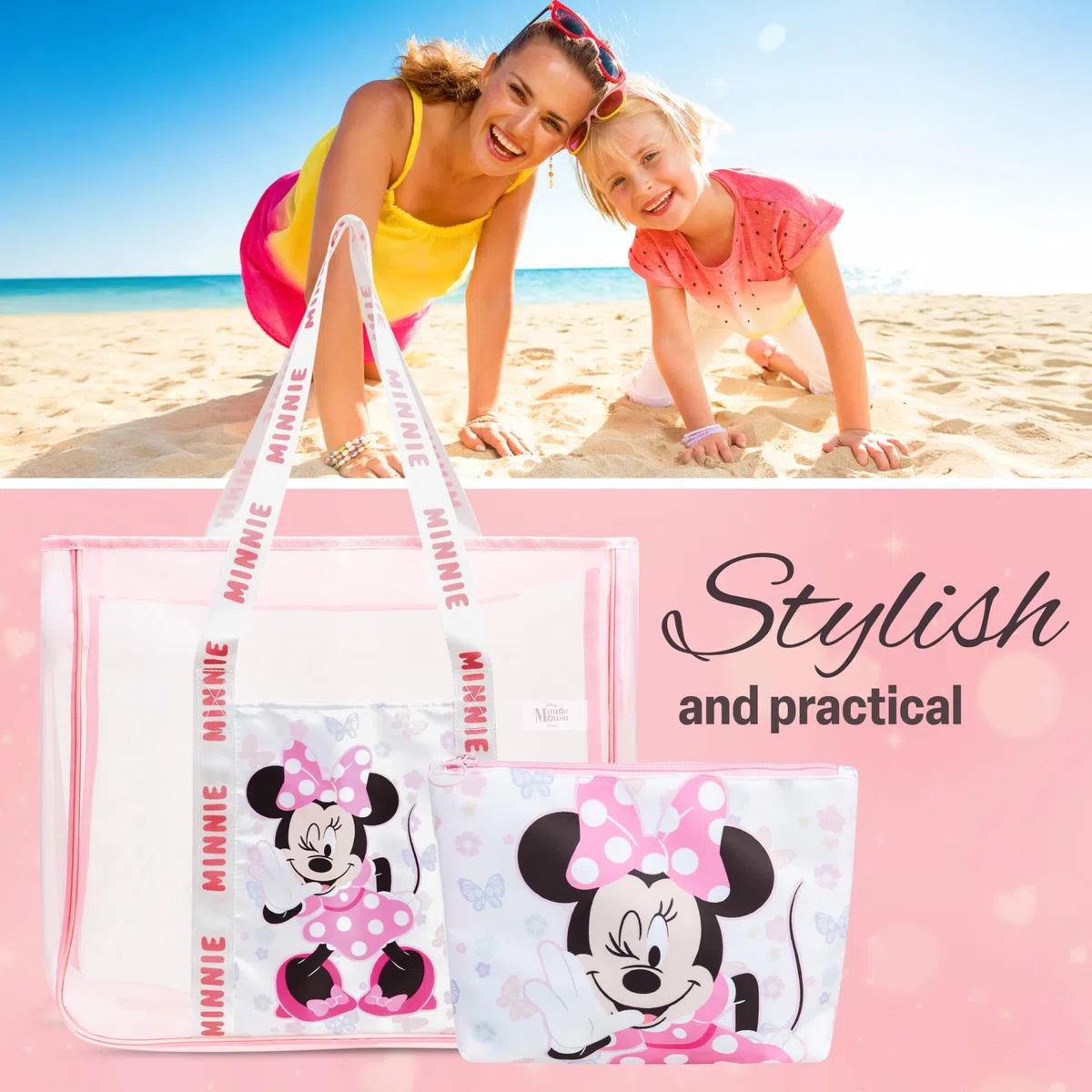 Get Trend Bolso de Playa Mujer Adolescente Bolsa de Verano con Neceser Pequeño para Piscina y Vacaciones Viajes Accesorios para Mujer