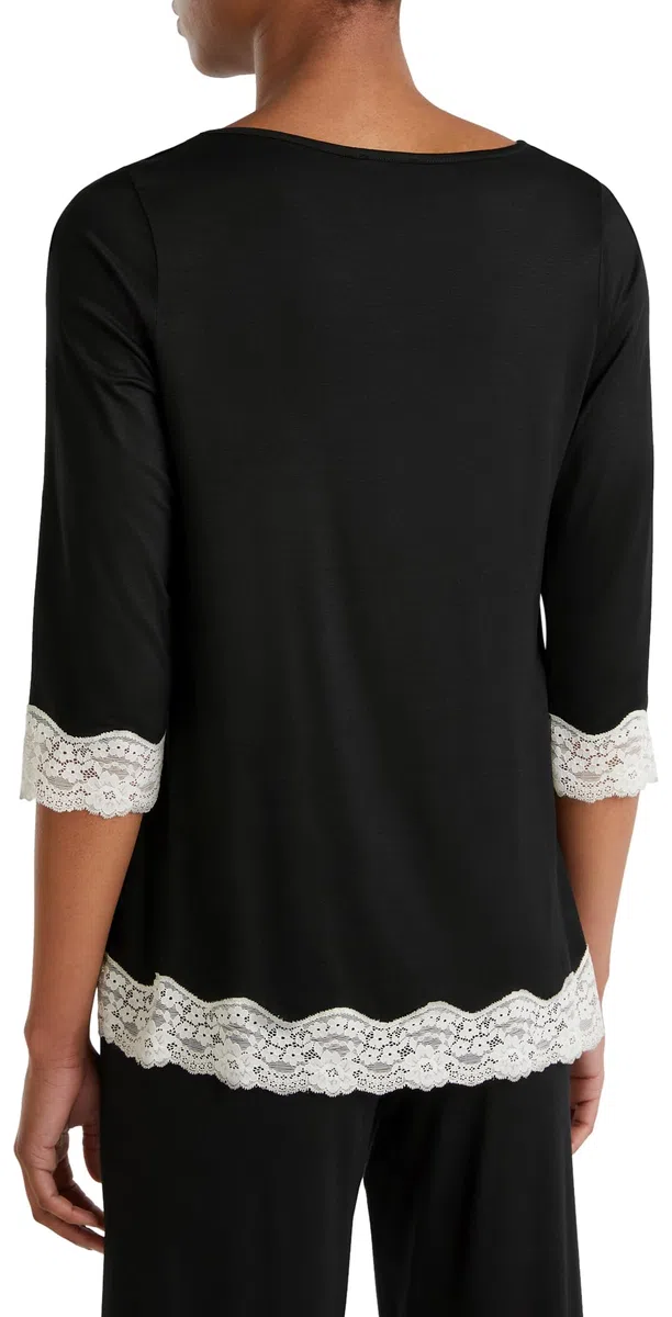 United Colors of Benetton Maglia M/L 3z123m07e Camiseta de Pijama, Negro, S Mujeres
