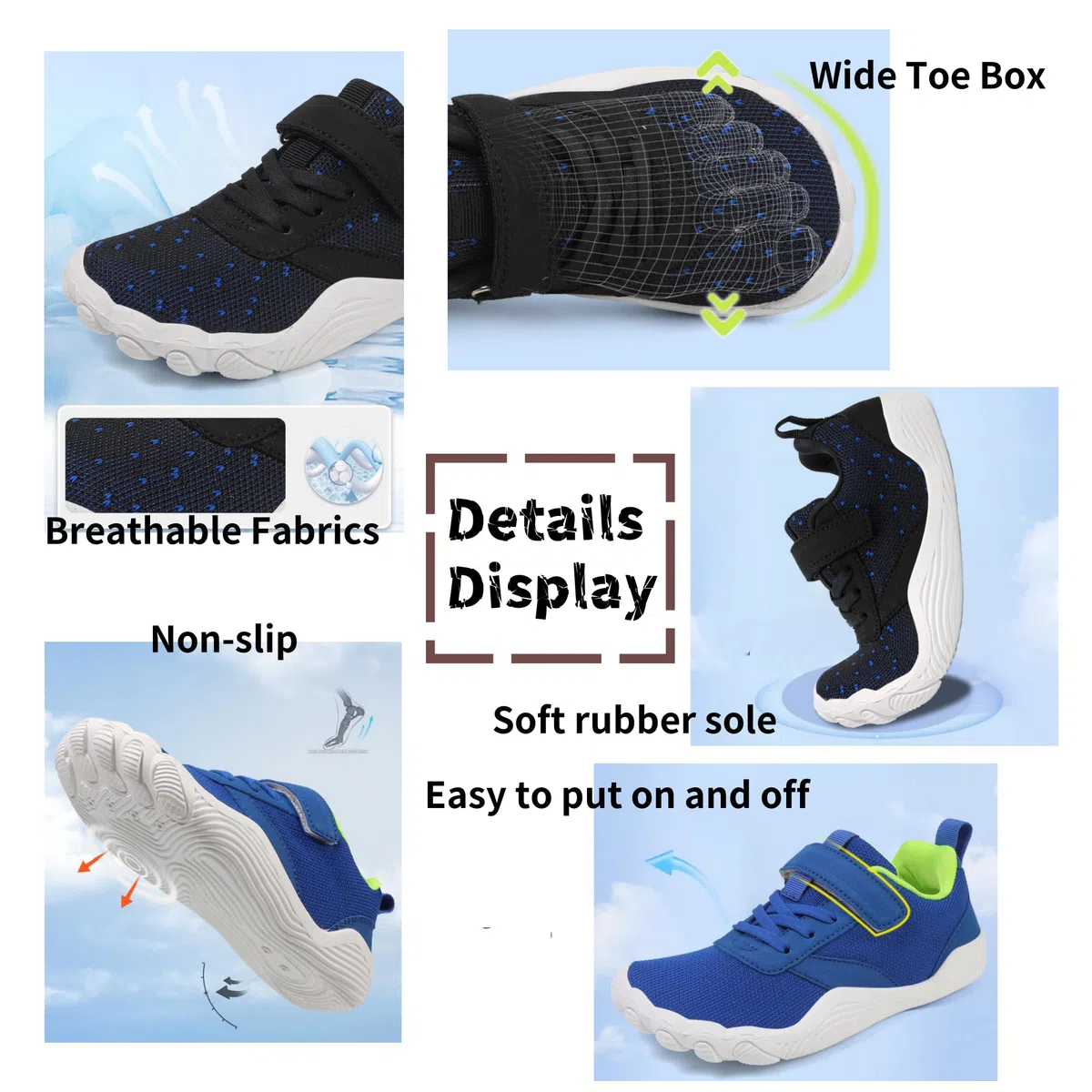 Niños Calzado Descalzos Niño Niña Zapatillas de Senderismo Transpirables,Zapatos de Trekking Barefoot Minimalistas,Antideslizante Sneakers Unisex-niños