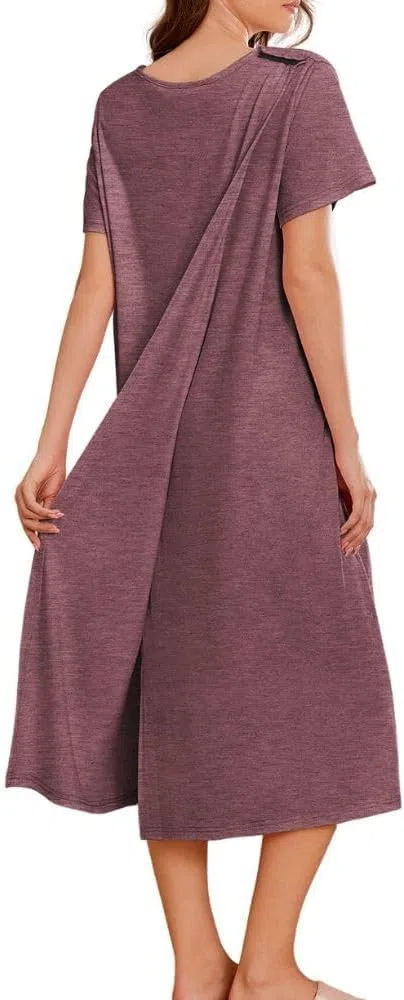 Vestidos de hospital para mujer, vestido de cirugía de hombro, ropa adaptable, batas de noche para ancianos, talla grande