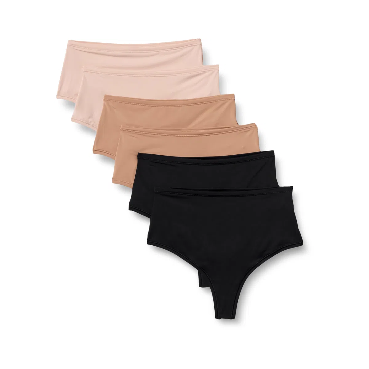 Amazon Essentials Tangas de Microfibra (Hilo y Tanga de Tiro Alto) Mujer, Pack de 6