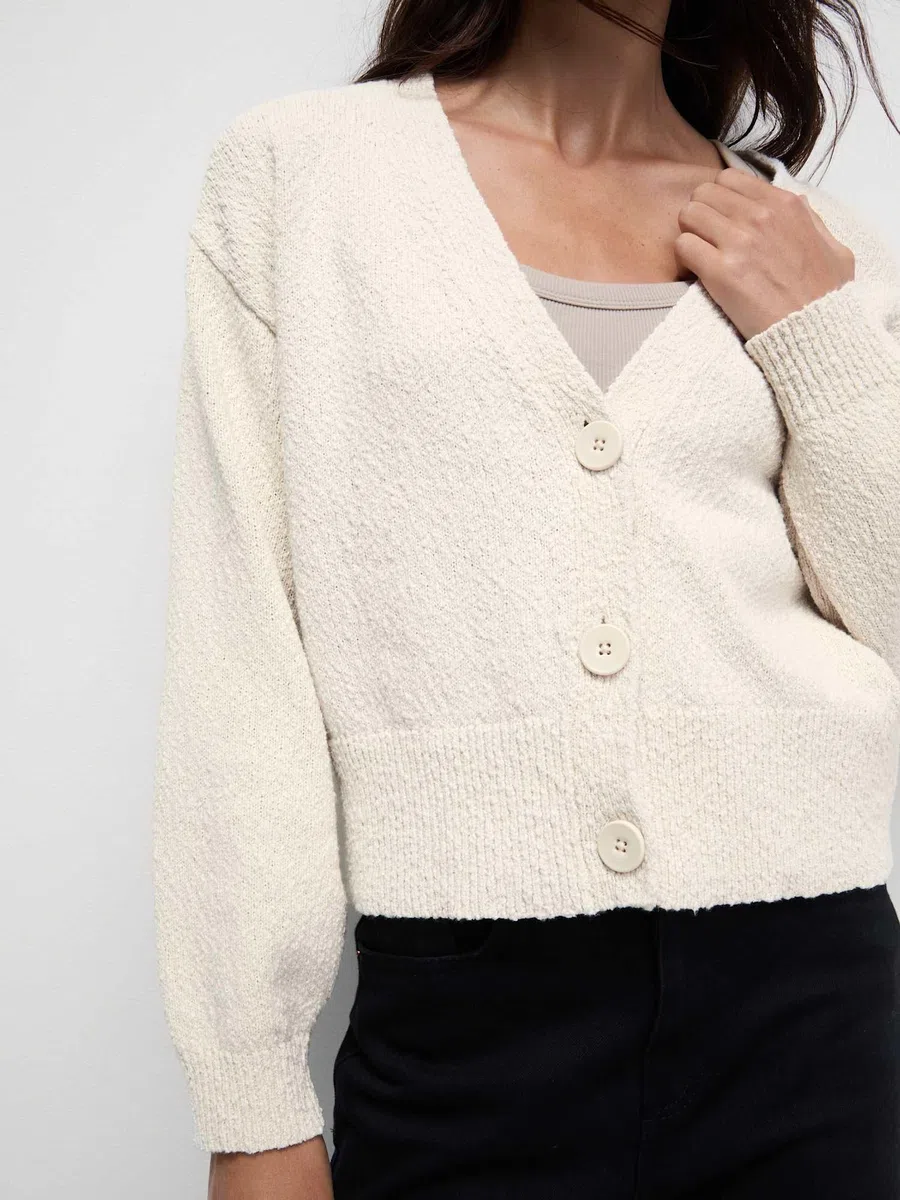 Marks & Spencer Cárdigan Cómodo de Cuello de Pico Texturizado con Alto Contenido en Algodón para Mujer, Ajuste Relajado
