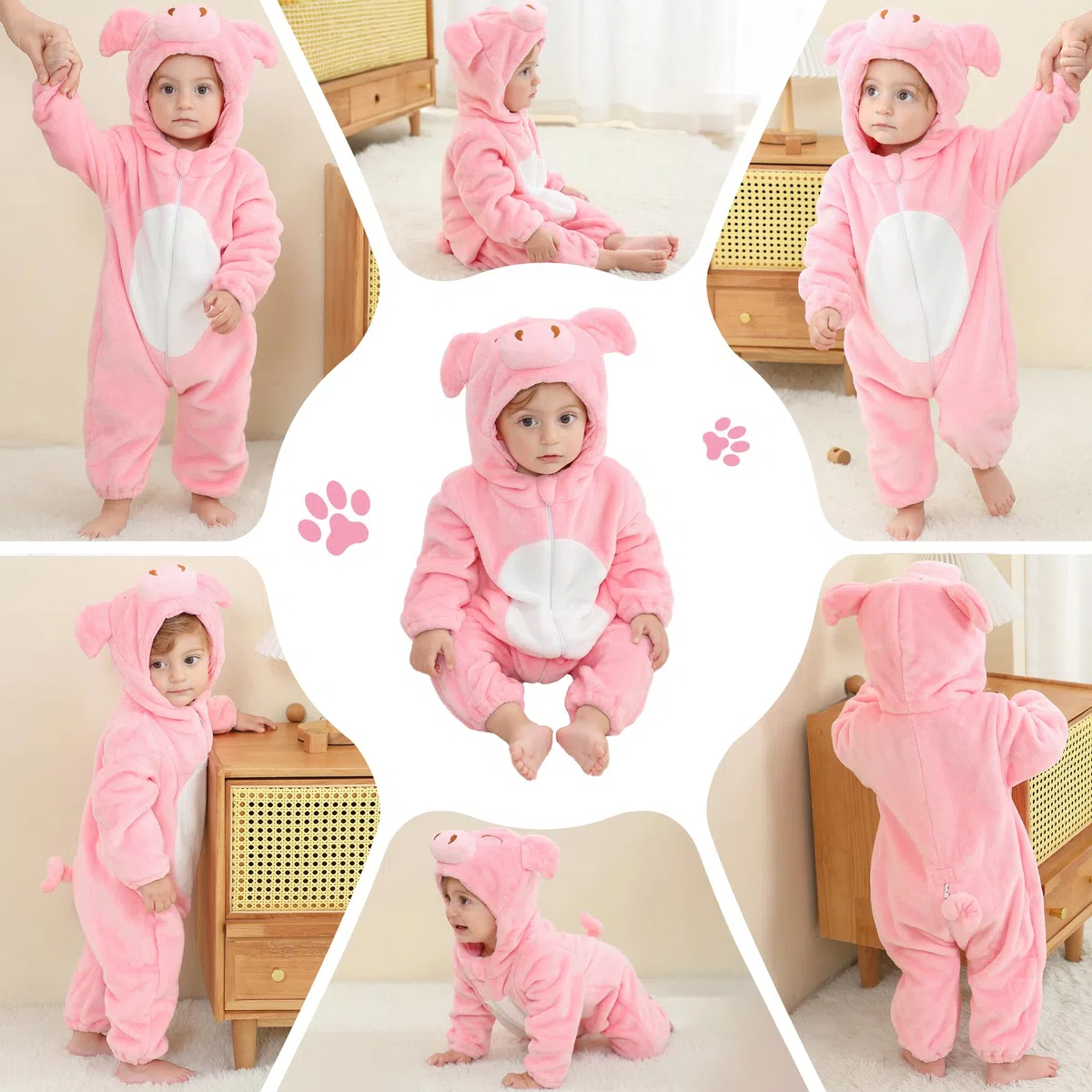 Traje de Cosplay de Halloween para Bebé Unisex con Capucha y Estampado de Animales 2-36 Meses