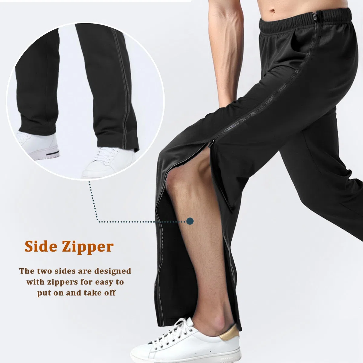 Pantalones de Chándal para Hombre Pantalones Deportivos Jogging Entrenamiento de Ocio con Cremallera Completa Pantalón de Rehabilitación Ropa Deportiva con Bolsillos