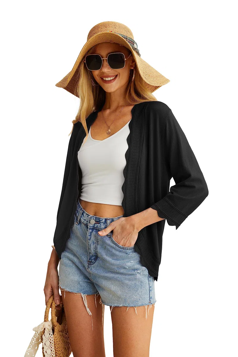 Mujeres Casual De Punto Cárdigan Elegante Parte Delantera Abierta Cárdigan Clásico 3/4 Manga Abrigo Elegante Mujer