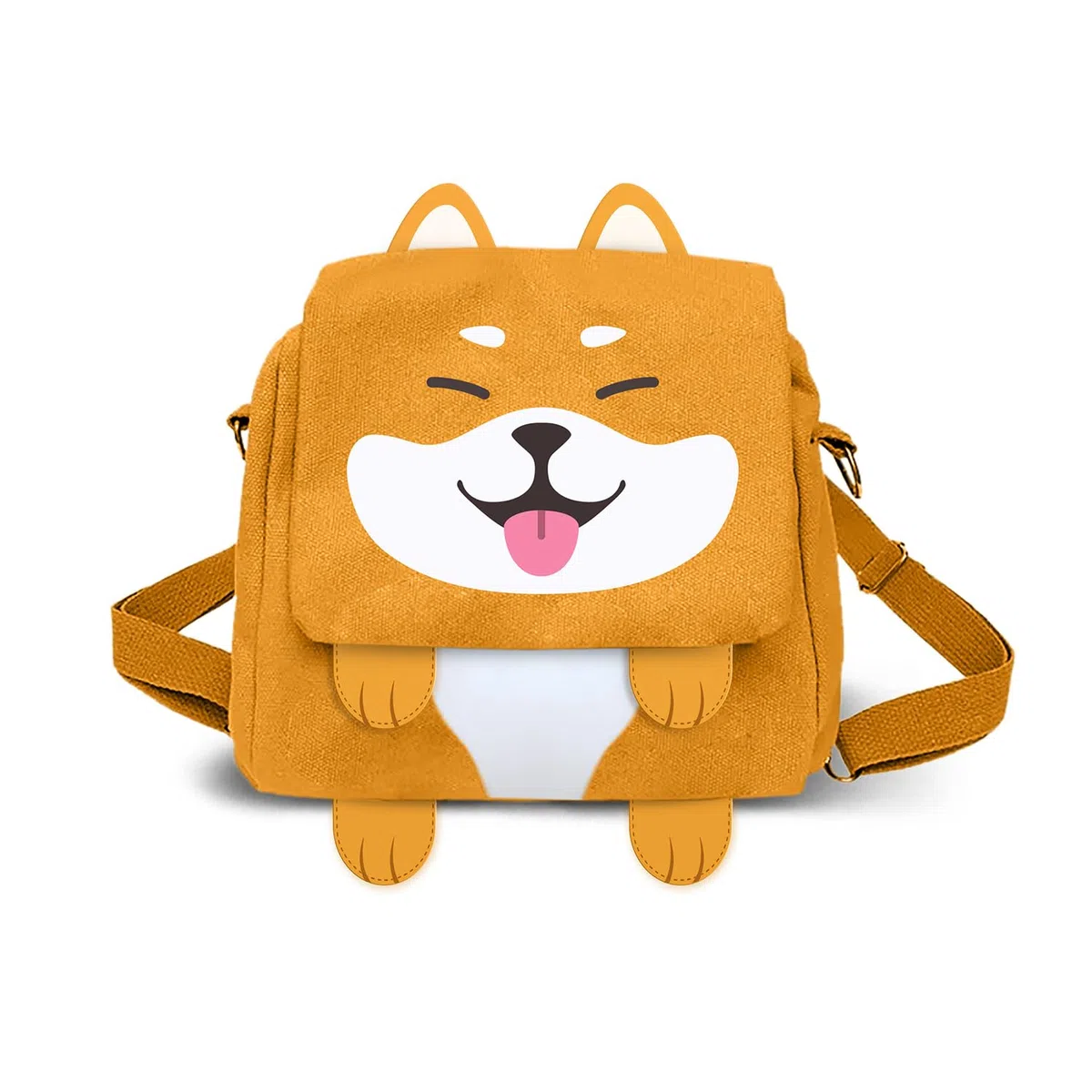 Oh My Pop Shiba-Bolso-Mochila Convertible Kawaii, Amarillo, 24 x 22 cm