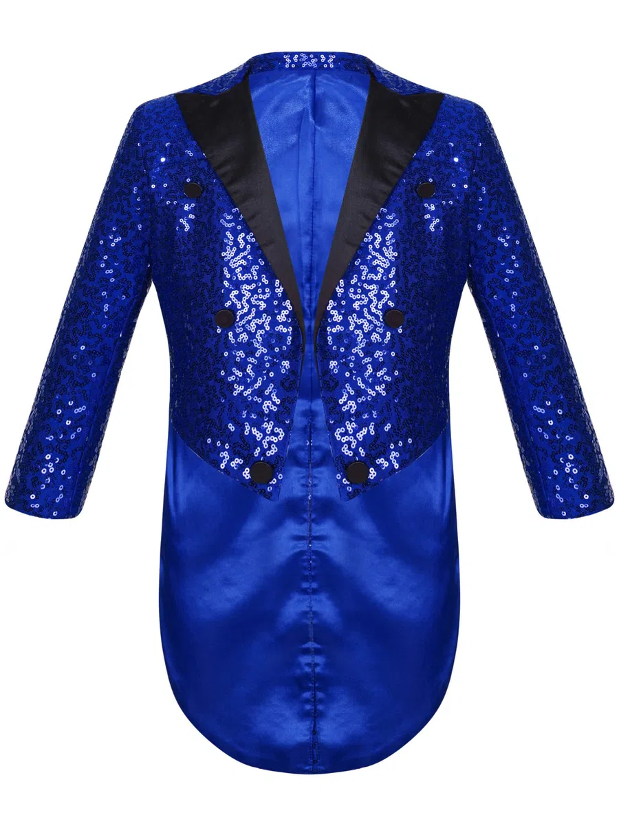IEFIEL Esmoquin de Lentejuelas para Niño Chaqueta de Fiesta Vestir Formal de Boda Cóctel Chaqueta de Mago Disfraz de Fiesta Carnaval 5-16 Años Azul 11-12 años