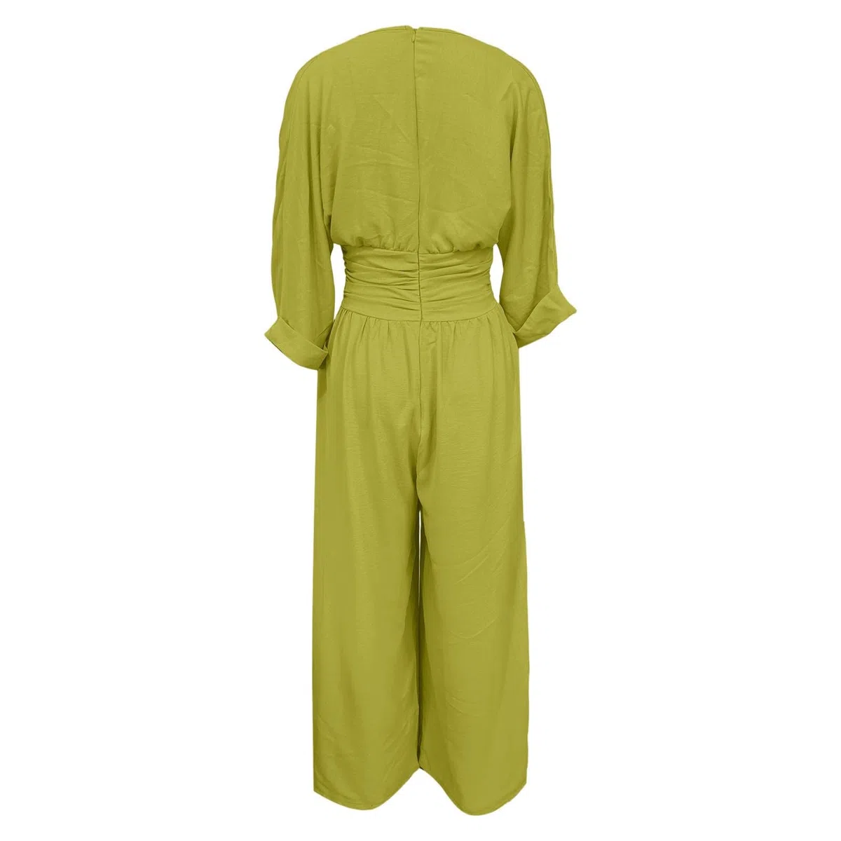 Lino Mono Mujer Elegante Media Manga Cuello en V Color Liso Moda Mujer Mono Casual Calle Glamour Monos Cintura Entallada con Bolsillo Ligera Cómodos para Fiesta Bodas Trabajo Oficina