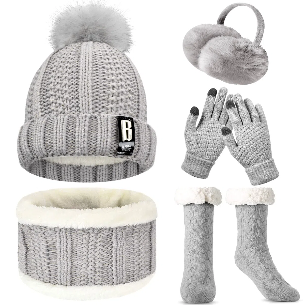 Conjunto Bufanda y Gorro y Guantes Mujer Antideslizantes Calcetines Mujer Gorro Invierno Mujer Invierno Regalos Navidad Mujer Orejeras Invierno Mujer Guantes Tactiles Mujer