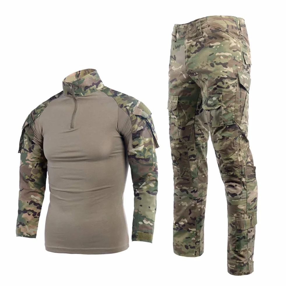 Tactical Gear Airsoft Camisetas Combate Pantalones Hombre Táctico Ripstop Multicam, Paintball Military, BDU, Uniforme de caza
