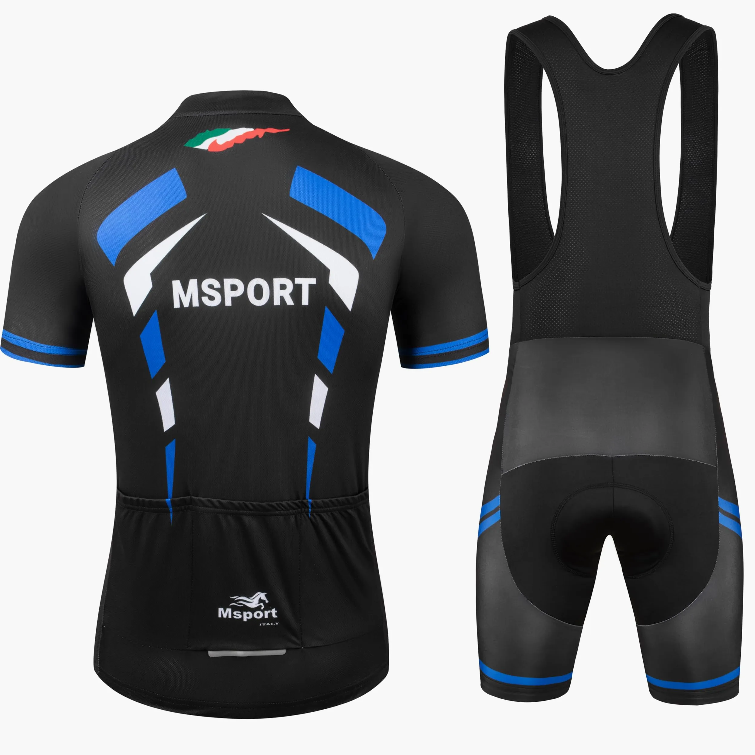 Ropa de ciclismo, Juego completo de ropa de ciclismo camiseta + peto con pantalones cortos, Mod.02n, XXL