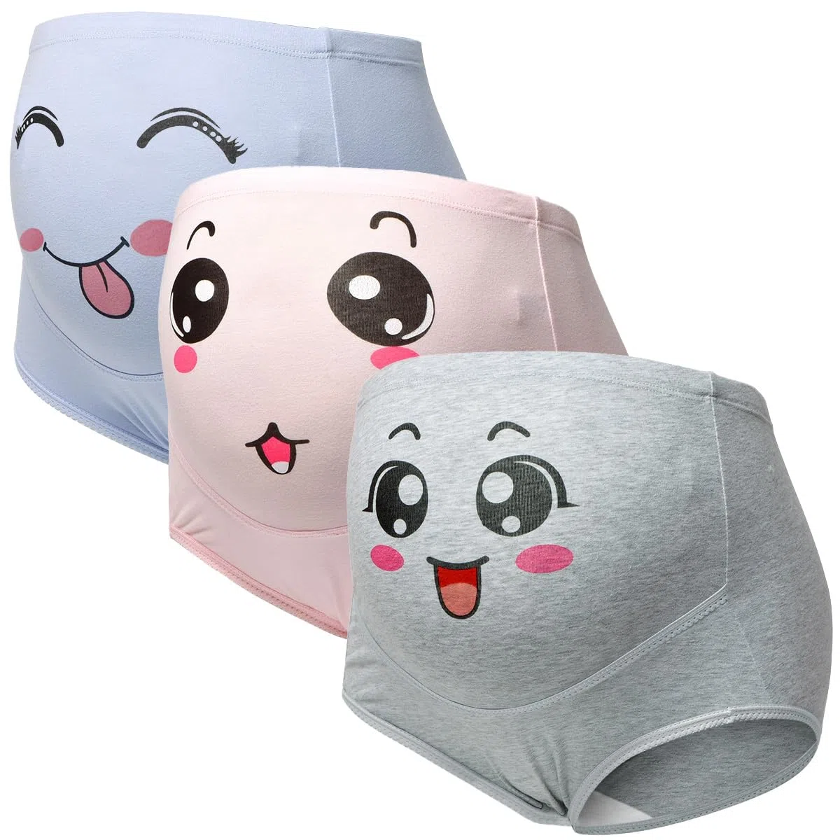 Bragas De Maternidad para Mujer - Paquete De 3 Elásticas De Cintura Alta De Algodón con Estampado Sonriente