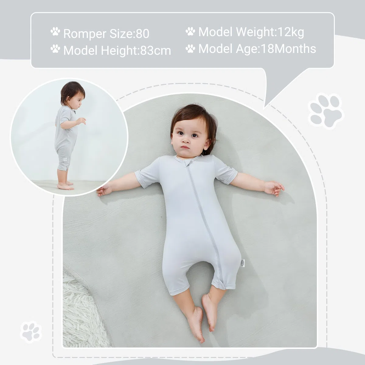 Body Unisex para Bebés Niños y Niñas Fibra de Bambú Manga Corta Mono de Primavera-Verano 0-24 Meses,Pack de 2 Unidades