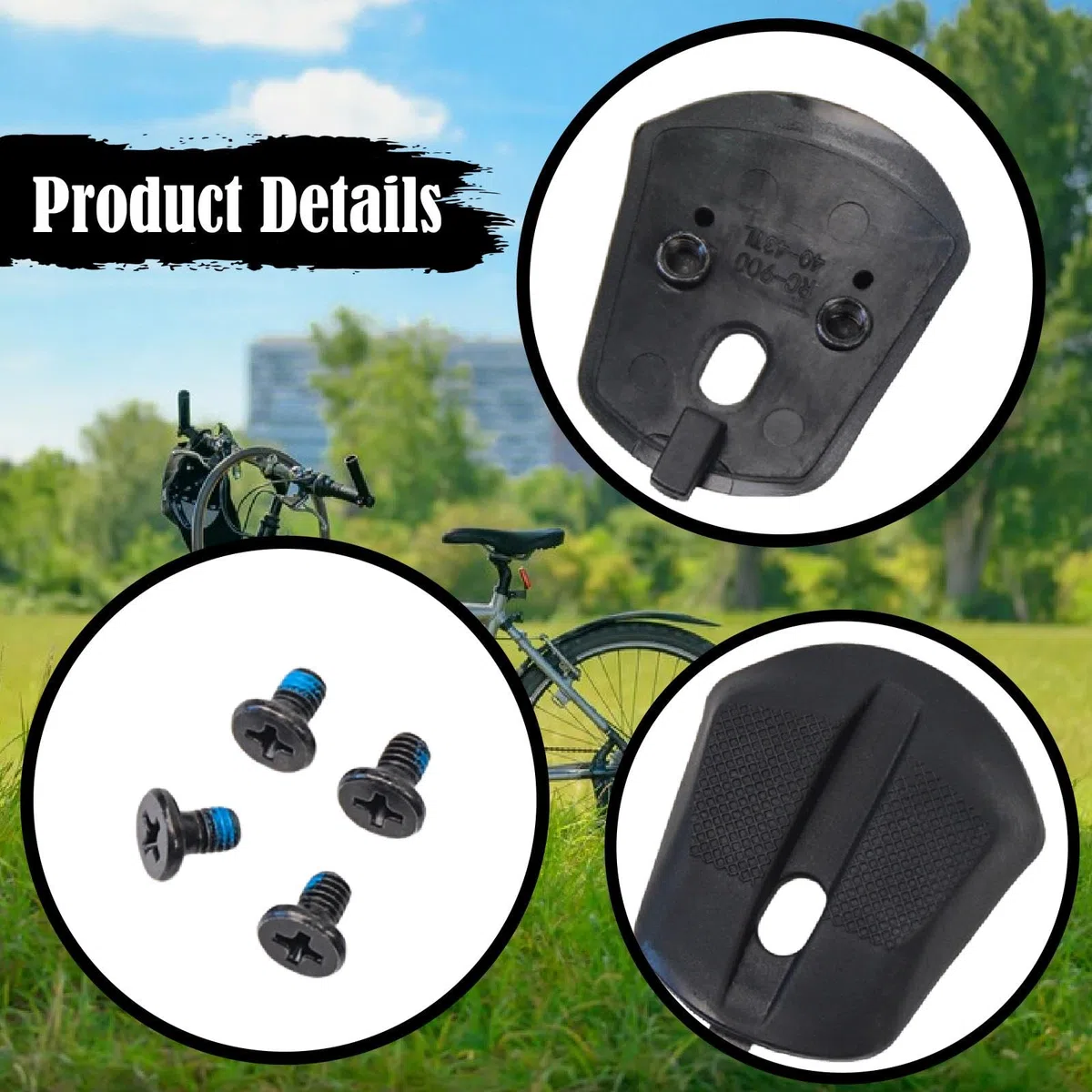 2 Piezas de Almohadillas para Talón de Zapatos de Ciclismo, Tornillos Y Juntas, Pieza de Acero Al Carbono TPU, Pieza de Repuesto para Reparación,